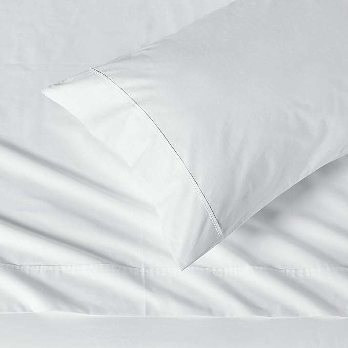Amazon Basics Organic Cotton Sheet Set with 1-Piece Pillowcase, White, Twin