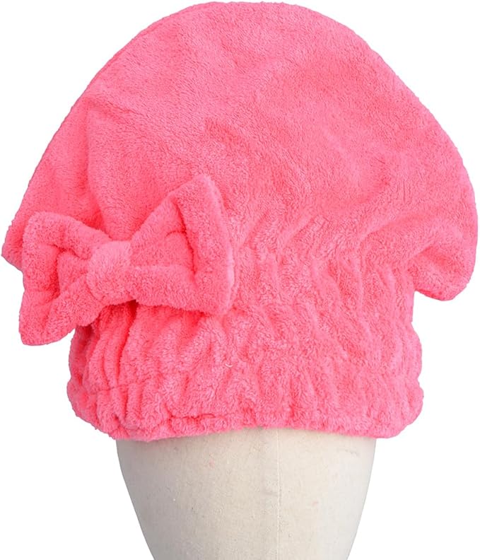 HOPESHINE Microfiber Hair Towel Cap for Women Wet Short or Long Curly Hair Super Absorbent Quick Dry Turbans Anti Frizz Great Gift for Women and Girls (Rose red, 1)