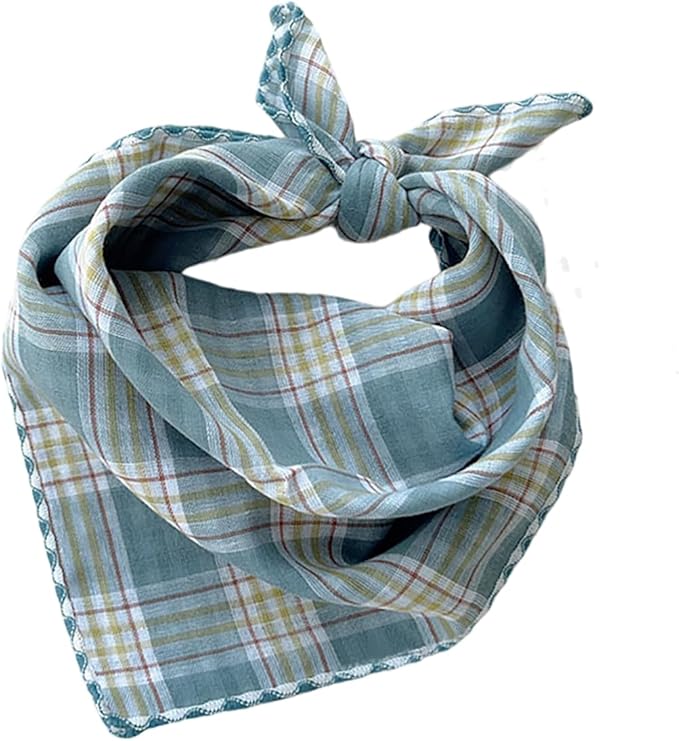 Pemilosci Double Layers Two Tones Dog Cotton Square Bandana Bibs Scarf Kerchief for Small Medium Dogs Boy or Girl - DCB12 G&W