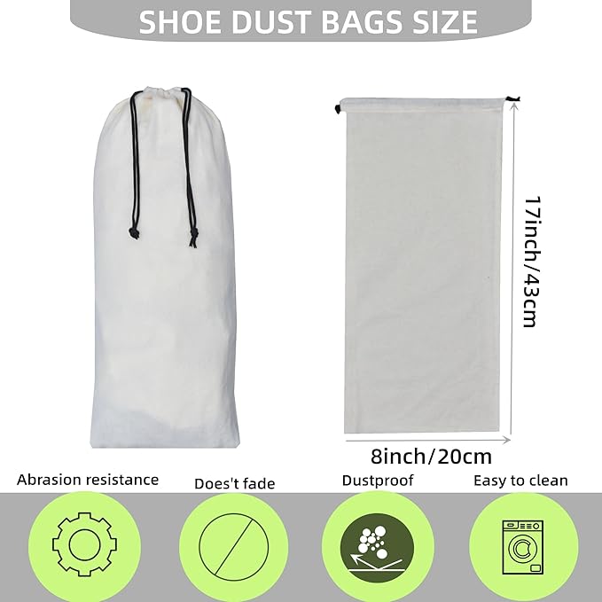 GONGKANGYUAN 4 Pack Shoe Bags for Travel Flannel Single Shoe Pouch with Drawstring for Men Women Travel Protecting Storing Shoes