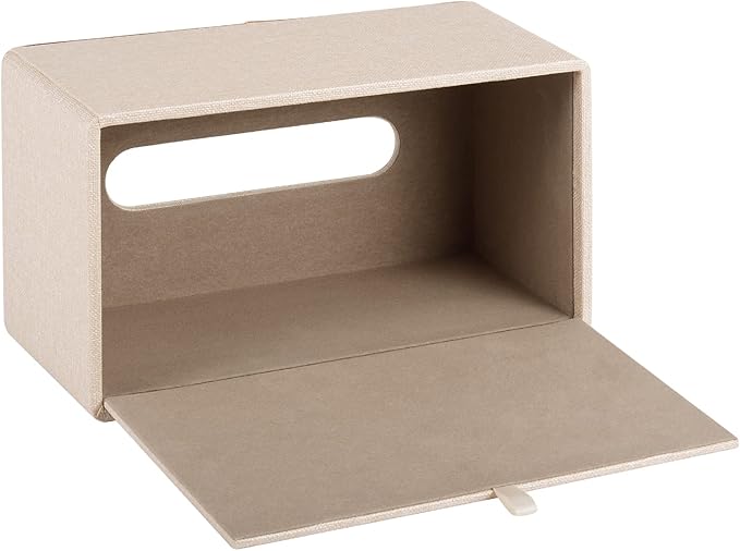 RHCSZ Fashion Leather Tissue Box Holder,Rectangular Tissue Box Cover for Bathroom Dresser Night Stand,Napkin Box Drawer Paper Dispenser,Home Office car Tissue Holder with Magnetic Bottom (Beige)