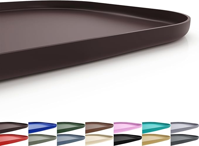 SMILOOL Silicone Pet Feeding Mat with Raised Edge for Food and Water, Dog Bowl Mats, Cat Bowls Placemat with High Lip for Floor Waterproof, Rubber Tray for Cats and Dogs 24 x 16 x0.8 Dark Brown