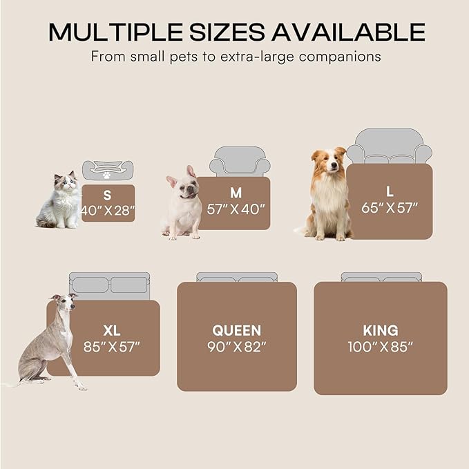 Luciphia Waterproof Pet Blanket, Liquid Pee Proof Dog Blanket for Sofa Bed Couch, Reversible Sherpa Fleece Furniture Protector Cover for Small Medium Large Dogs Cats, Khaki King Size（90" x 82"）