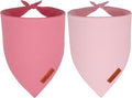 ADOGGYGO 2 Pack Pink Dog Bandanas, Soft Cotton Solid Color Pet Triangle Scarf, Adjustable DIY Pink Girl Birthday Bandanas for Medium Large Dogs (Large)