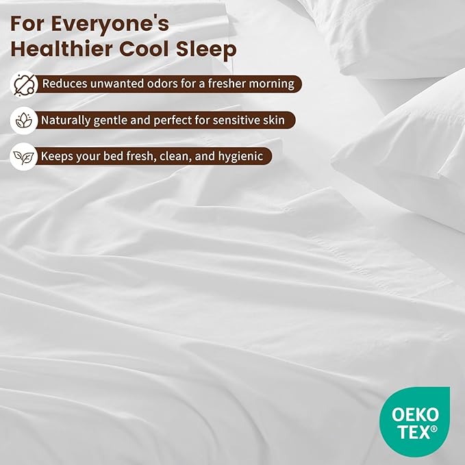 100% Linen Sheet Set King Size Extra Deep Pocket Fits 18-24 Inch Mattress, Breathable & Soft, Smooth 6-Piece Set for Thick Mattresses Hotel Luxury Bedding（King, White）