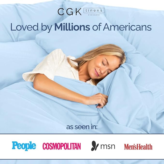 400 Thread Count Cotton Sheet Set - Full Size 100% Cotton Sheets - Easily Fits 8" to 16" Mattress - Silky-Soft, Wrinkle Free, Breathable & Comfy - Deep Pockets & Hotel Quality Bedding Set - Light Blue