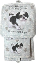 Shih Tzu 3-Piece Kitchen Set - Oven Mitt, Pot Holder & Kitchen Towel Set, Heat Resistant up to 420 F, Soft Quilted Cotton for Cooking, Baking, BBQ, Pet Lover Gifts (Shih Tzu Black)