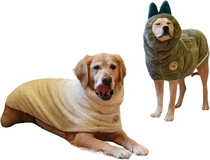 DERPY CHAPPY Premium Dog Towel Robe & Dog Bathrobe For Drying Dogs Made in Korea | Super Absorbent Quick & Adjustable Microfiber Bath Towel For Cats & Puppy Robes After Bath | Soft Warm Coat (Olive,S)
