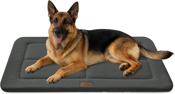MASSFU Dog Pad Mat for Extra Large Dogs, Washable Ultra Soft Dog Crate Mat, High Density Foam Pet Beds for Indoor & Outdoor Dogs, 48" x 30", Dark Gray