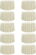 10-Pack Ivory Round Tablecloths, 108 Inches, Stain-Resistant Polyester for 4-5 Ft Round Tables - Washable Table Covers for Weddings, Banquets, Birthday Parties, Events