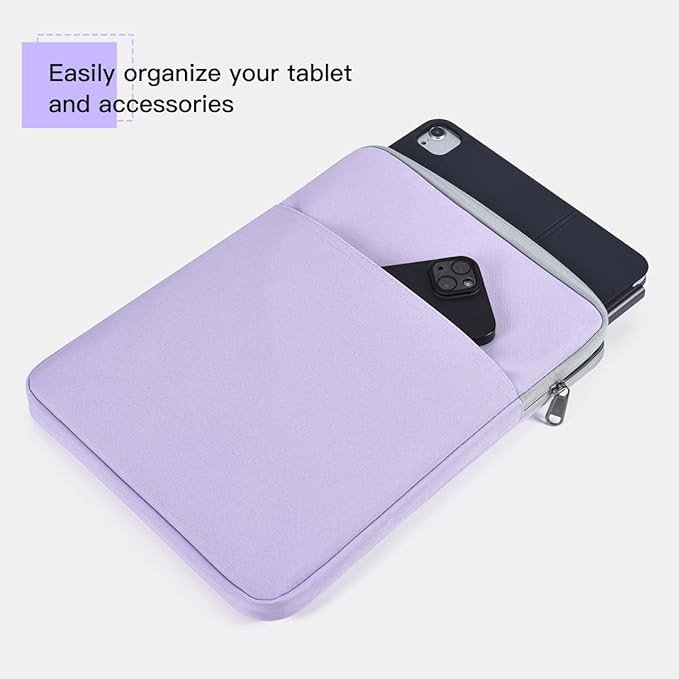 11 Inch Tablet Sleeve for iPad Pro M5 M4 & Air M3 M2, iPad A16, Galaxy Tab A9+/ A9+ Plus, Air 5/4/3 Case Bag, Purple