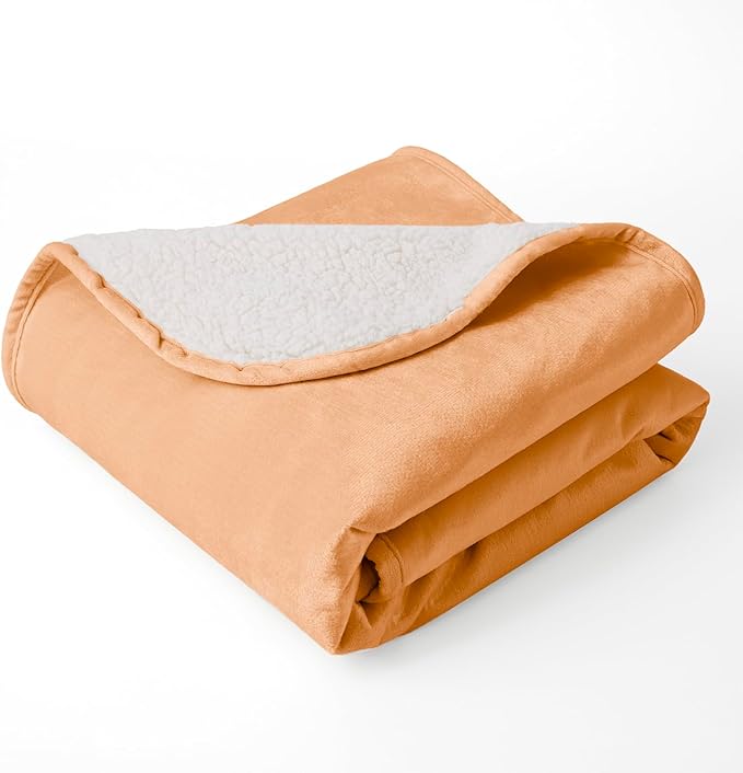 Bigbeer Waterproof Dog Blankets for Large Dogs, Washable Pet Blanket for Indoor Cats, Plush Sherpa Puppy Throw Furniture Protector for Bed Couch Sofa(40"x50",L,Orange)