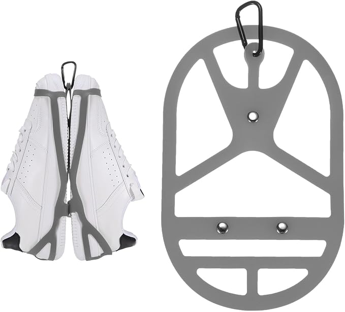 TIXIPEM Shoe Holster for Backpack [1SET] - Elastic Silicone Footwear Holder with Clip Use for Travel & Outdoors & Sports - [Gray-XL] Hang Extra Shoes Cleats Boots