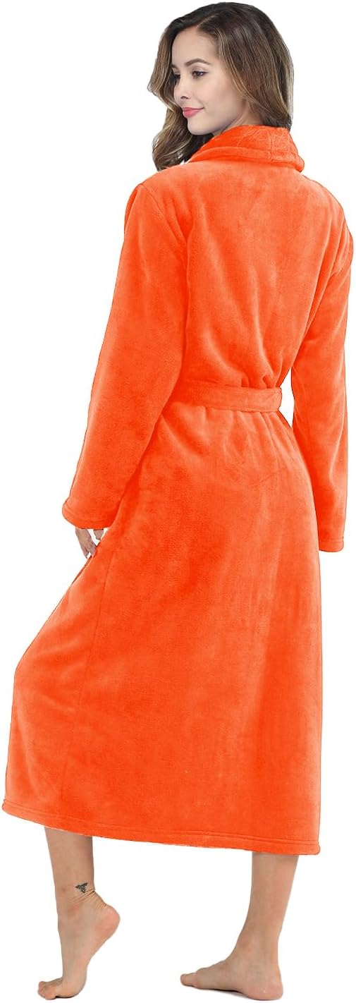 RONGTAI Womens Bathrobe Ladies Fleece Plush Warm Long Robes Fleece Nightgown Sleepwear