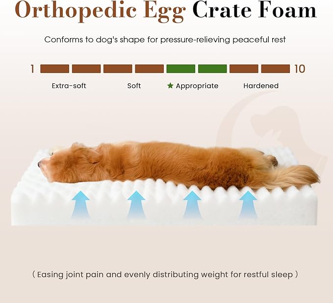 Cozila Dog Beds for Large Sized Dog, Orthopedic Pet Bed with Waterproof Lining, Soft Short Plush Surface & Egg Crate Foam, Machine Washable Pet Bed with Removable Cover & Anti Slip Bottom