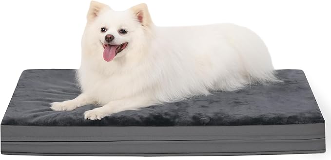 Vonabem Waterproof Small Dog Bed Crate Pad, 24 inch, Washable, Orthopedic, Anti-Slip Bottom, Cat Bed Kennel Pad, Dark Gray