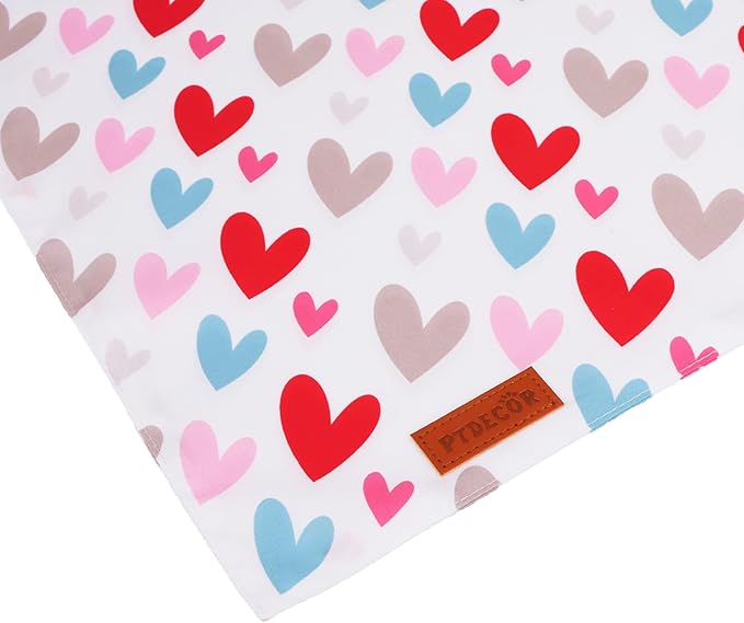 PTDECOR Valentine Dog Bandana, Reversible Holiday Dog Scarf, Multi Size Offered, Heart Valentine Bandanas for Medium Large Dogs Pets (Large)