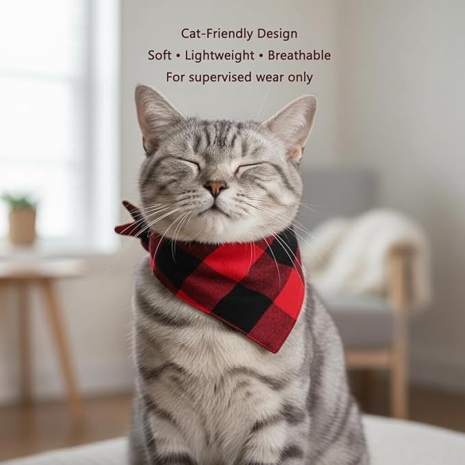 Small Dog Bandana,Soft Cotton Pet Triangle Scarf for Small Dogs & Cats,Lightweight Tie-On,Pet Photo Prop,Cute Holiday Dog Bandana 2 Pack (Red)