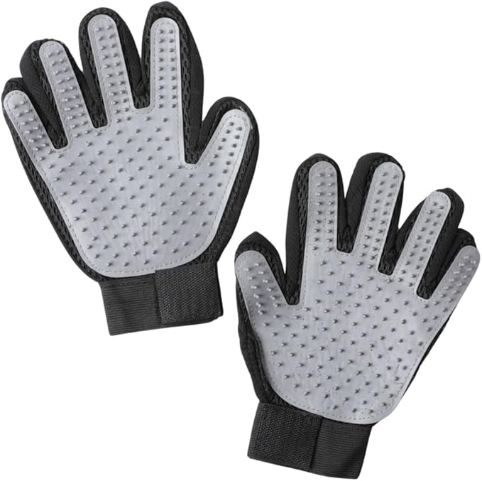 HappiTails Pet Grooming Gloves – 1 Pair – Deshedding & Bath Massage Mitts for Dogs & Cats – Choose from 5 Colors – Adjustable, Reusable & Easy to Clean (Gray)