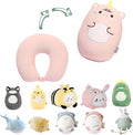 stocaggio Kids Travel Pillow - 2-in-1 Deformable Kids Neck Pillow for Traveling, Soft U-Shaped Pillow with Adorable Animal Design, Comfy Sleep and Play, Ideal for Airplanes and Cars - Pink Unicorn