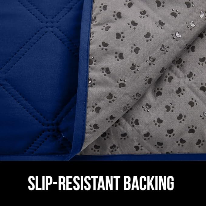 GORILLA GRIP Waterproof Bed Cover for Dogs, 82x68, Gripped Slip Resistant Backing, Leak Proof Washable Dog Blanket Covers Sofa, Couch, Sectional, Crate, Car, RV Seats, Pet Puppy Essentials, Navy Blue