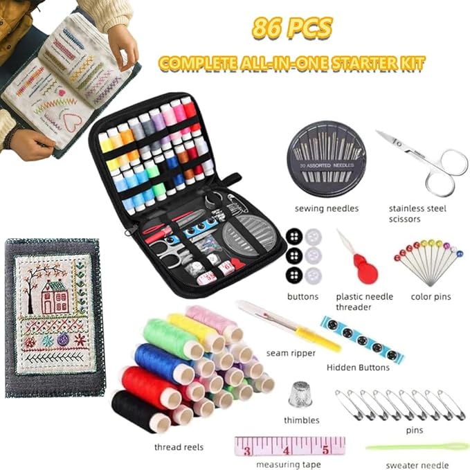 OYSMY Embroidery Stitch Book Kit,2026 New Embroidery Kit with 86 PCS Sewing Kit,Includes Illustrated Guide to 106 Universal Embroidery Stitches for Beginners and Craft Lovers(3 Set)