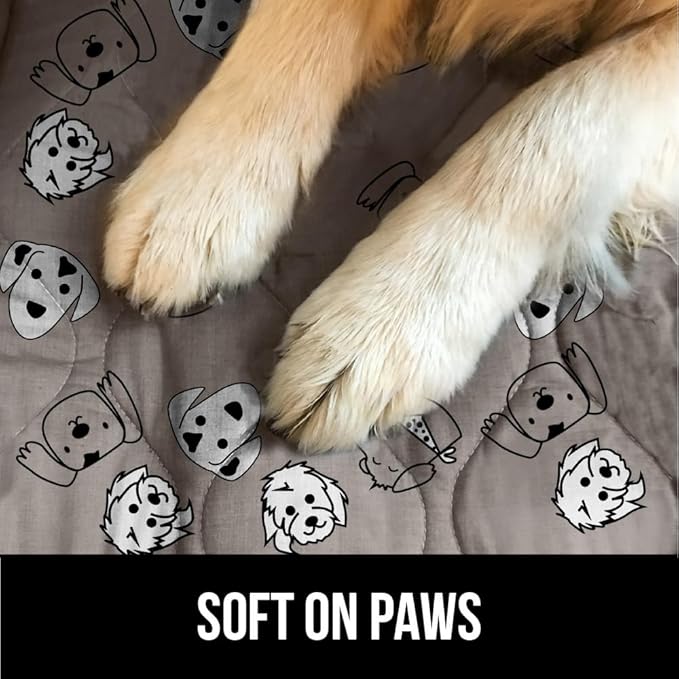 GORILLA GRIP Washable Puppy Pads, 46x28, Slip Resistant Dog Crate Mat, Waterproof Cloth Pee Pad for Training Puppies in Playpen, Reusable Pet Incontinence Blanket, Protects Sofa, Dog Faces