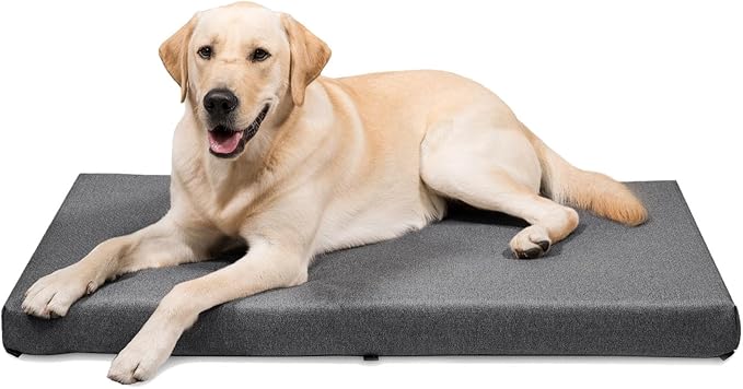 K9 Ballistics Tough Ripstop Orthopedic Crate Bed - Thick, Durable XXL Kennel Pad with Washable Cover for XX Large Dogs, 53 x 36 fits 54” Wire Crate, Titanium Premium Finish
