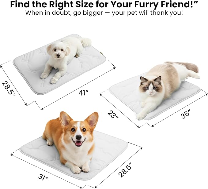 DORMORA Cooling Pet Mat – 41x28.5 Dog or Cat Cool & Comfy, Soft Breathable Self-Cooling Pad, Pet-Safe, Durable, Perfect for Hot Weather, Naps, Crates, Cars, Couch, Washable, Take Anywhere, Gray