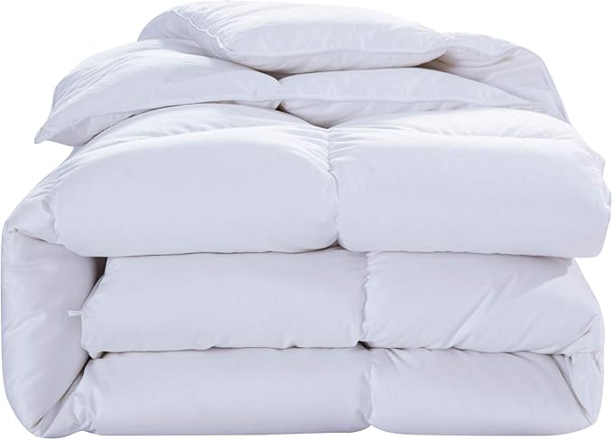 Globon Queen Goose Down Comforter,800 Fill Power All Seasons Luxury Duvet Insert,420 Thread Count Soft Noiseless Shell, Medium Weight with 8 Corner Tabs, White