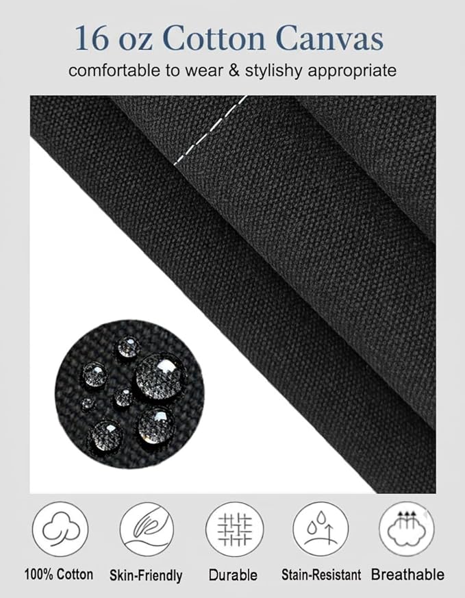Canvas Work Apron for Men Women with 3 Pockets Heavy Duty Crossback Kitchen Chef Aprons for Cooking Grilling Barista
