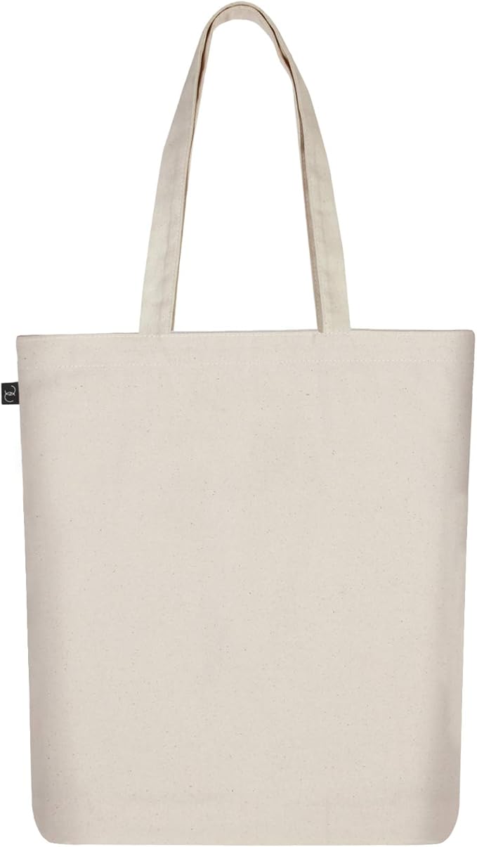 Ecoright Tote Bag for Women with Zipper, Small Tote Bag, Canvas Bag, Reusable Cotton Bag for Beach, Grocery, School & Work