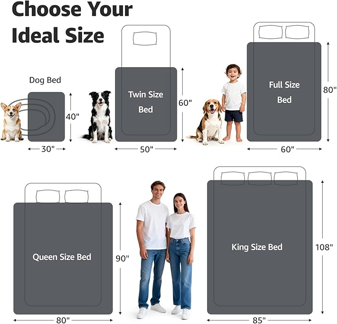 LOOBANI Waterproof Blanket for Bed: Reversible Soft Flannel Twin Bed Blanket 60" x 80", Leakproof Throw Spill-Proof Dog Pet Blanket for Couch, Sofa Protect, Movie Time, Camping, Travel, Black