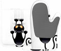 Mxocom Funny Cat Oven Mitt and Pot Holder with Silicone Black Cat Cartoon Scratching Wall Heat Resistant Kitchen for Cooking BBQ Baking Grilling Spring/Summer