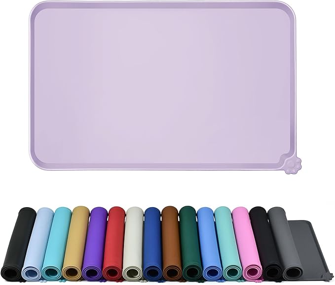 Reopet Waterproof Pet Feeding Mat with High Raised Edges, Heavier and Thicker Placemats for Cat Dog Water Bowl with BPA Free, Dogs Cats Food Mats for Messy Drinkers to Prevent Spill and Protect Floors