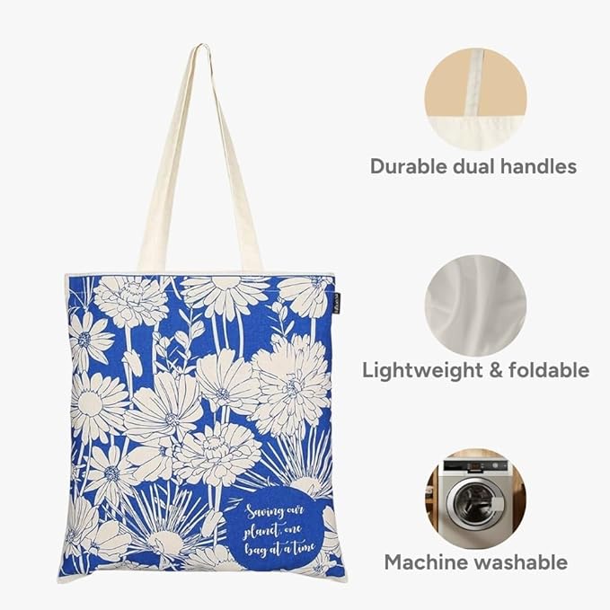 Eco Right Tote Bag for Women, Reusable Grocery Bag, Canvas Tote Bag for Shopping, Cotton Bag for Daily Use, Gifts for Women