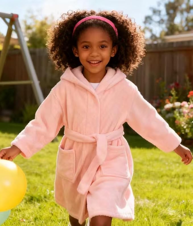 Fraprasty Boys Girls Hooded Robe Soft Touch Robe Kids Terry Cloth Cotton Spa Bathrobe Sleepwear 2-14 Years