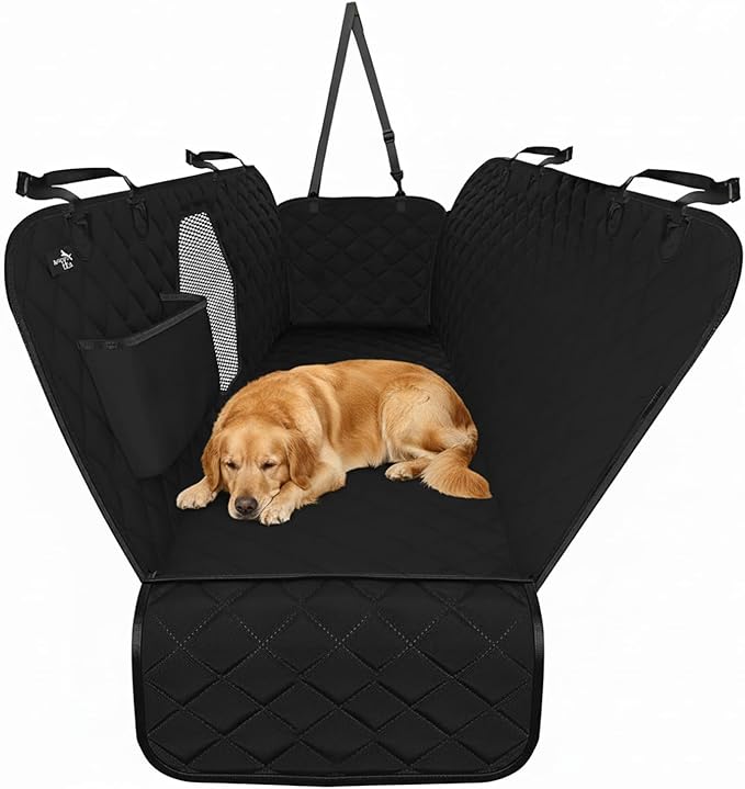 Active Pets Dog Car Seat Cover for Back Seat, Waterproof Pet Protection Hammock, SUV Truck Car Backseat Protector with Safety Features, XL, Black