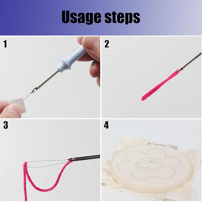 Allazone 8 PCS Punch Needle Coasters Kit, Flower Embroidery Punch Needle Kits, Punch Embroidery Kit with Felt Yarns Hoop Tools for DIY Crafts