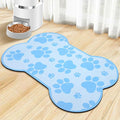 Dog Food Mats for Floors Waterproof, Pet Feeding Absorbent Water Bowl Mat Cat Placemats Blue Bone Shape 25.5 * 17 inch