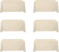 BRILLMAX 6 Pack Beige Tablecloths for 6 Foot Rectangle Tables 90 x 132 Inch - 6ft Rectangular Bulk Linen Polyester Fabric Washable Cloth Cover for Wedding Reception Banquet Birthday Party
