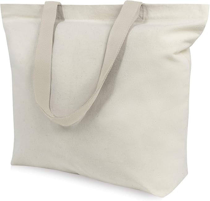 TOPDesign 2-Pack Canvas Tote Bags with Magnetic Snap, Reusable Grocery Shopping Bags, DIY Your Creative Designs