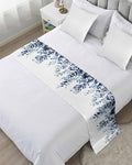 DecorLovee Blue Eucalyptus Bed Runners for Cal King Size Bed, Weeping Botanical Decorative Bed Throws for Foot of Bed, Leaf Watercolor Bed Runner Sofa Throw Bedding Scarf Slipcover for Bedroom