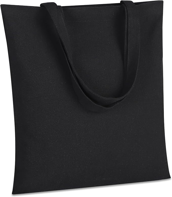 FF Sgdfc 2 Pcs Canvas Tote Bags, Natural Color Tote Bags 15 x 16 inch Sustainable Eco Friendly reusable, for Grocery Bags, DIY Gift Bags, Shopping Bags (Black)