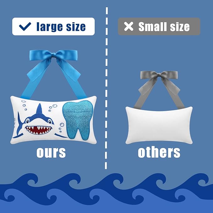 Malihome Tooth Fairy Pillow with Pocket for Girls and Boys Kids Tooth Pillow Toothfairy Gifts Tooth Keepsake Pouch 8.6 x 4.8 inches (for Boys)