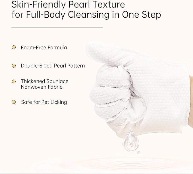 FURVELLO Nourishing Pet Glove Wipes for Dogs & Cats, 4-in-1 Grooming Wipes (Cleaning, Combing, Massaging, Caring), Deodorizing & Extra Thick, 60PCS (Pet Wipes for Large Pets)