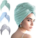 AGKXHDEC 3 Packs Single Layer Microfiber Hair Turbans - Drying Wrap for Women (Light Blue,Light Green,Gray)