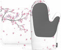 Mxocom Cherry Blossom Heat-Resistant Oven Mitts and Pot Holder Watercolor Branch of Flowers Kitchen Non-Slip Cooking Microwave Gloves for Cooking Baking Grilling