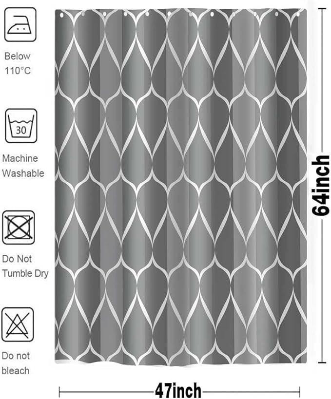 MCCKTIU Gray Shower Curtain RV Shower Curtain Grey Modern Bathroom Shower Curtains Waterproof Fabric Machine Washable Shower Curtains 47 x 64 Inches