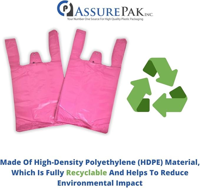 Burgandy Colored Unprinted Plastic T-Shirt Bags - 1/10 BBL 8"X4"X15" - 1500 Bags - 14 microns - Perfect for Groceries, Shopping, Boutique Bags, Party Decorations and Retail Stores